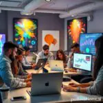 Fotografía de equipo creativo en oficina simbolizando innovación colaborativa OLPA