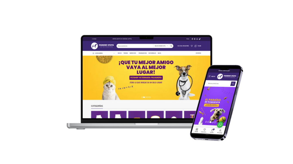 Pantalla de e-commerce con interfaz moderna simbolizando diseño web OLPA