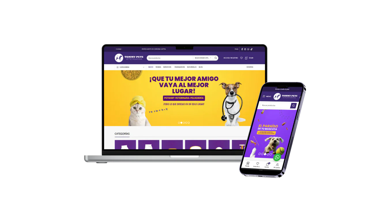 Pantalla de e-commerce con interfaz moderna simbolizando diseño web OLPA