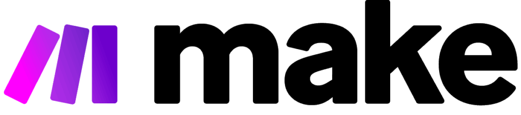 Logo de Make en color representando plataforma de integración sin código OLPA