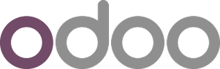 Logotipo Odoo con tipografía redondeada para plataforma ERP de gestión empresarial OLPA