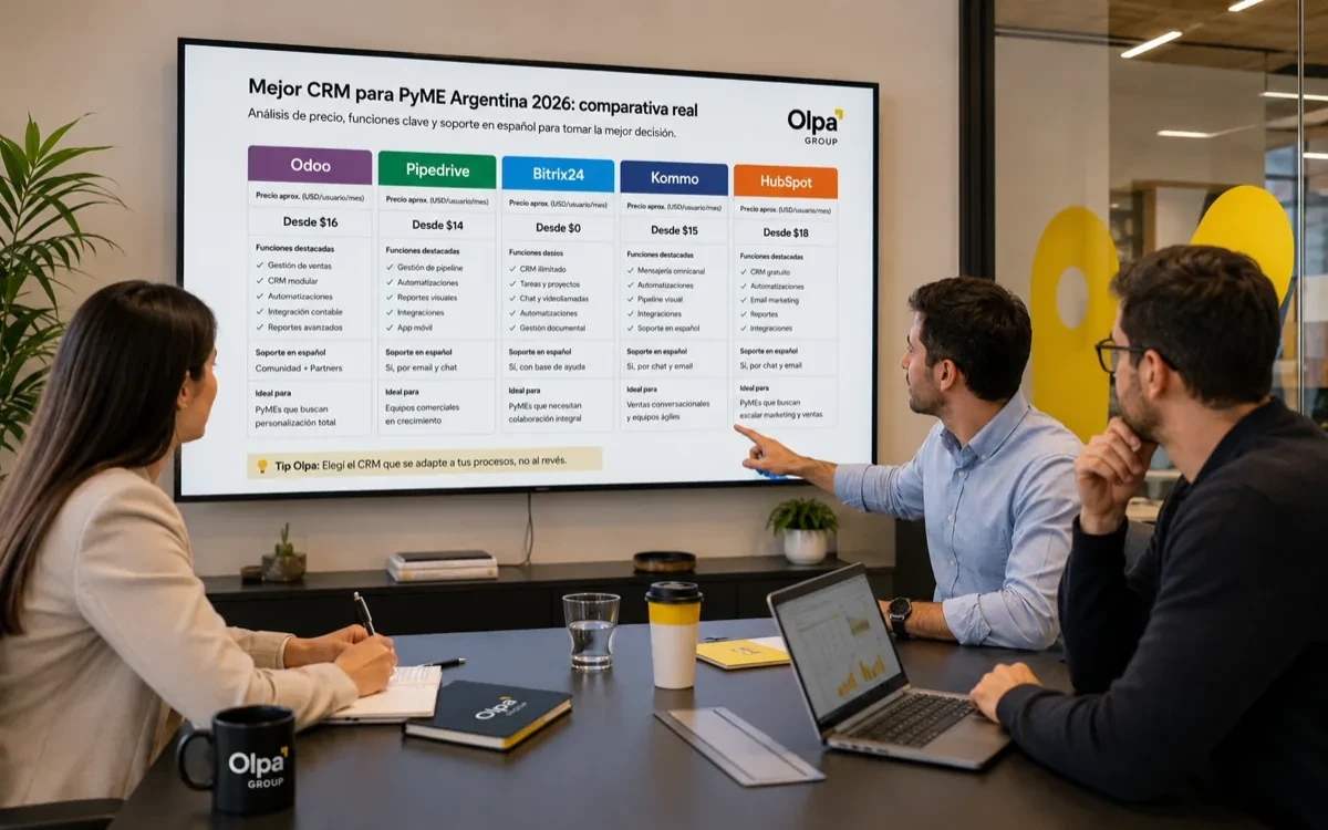 Mejor CRM para PyME Argentina 2026: comparativa real — ilustración de Olpa Group